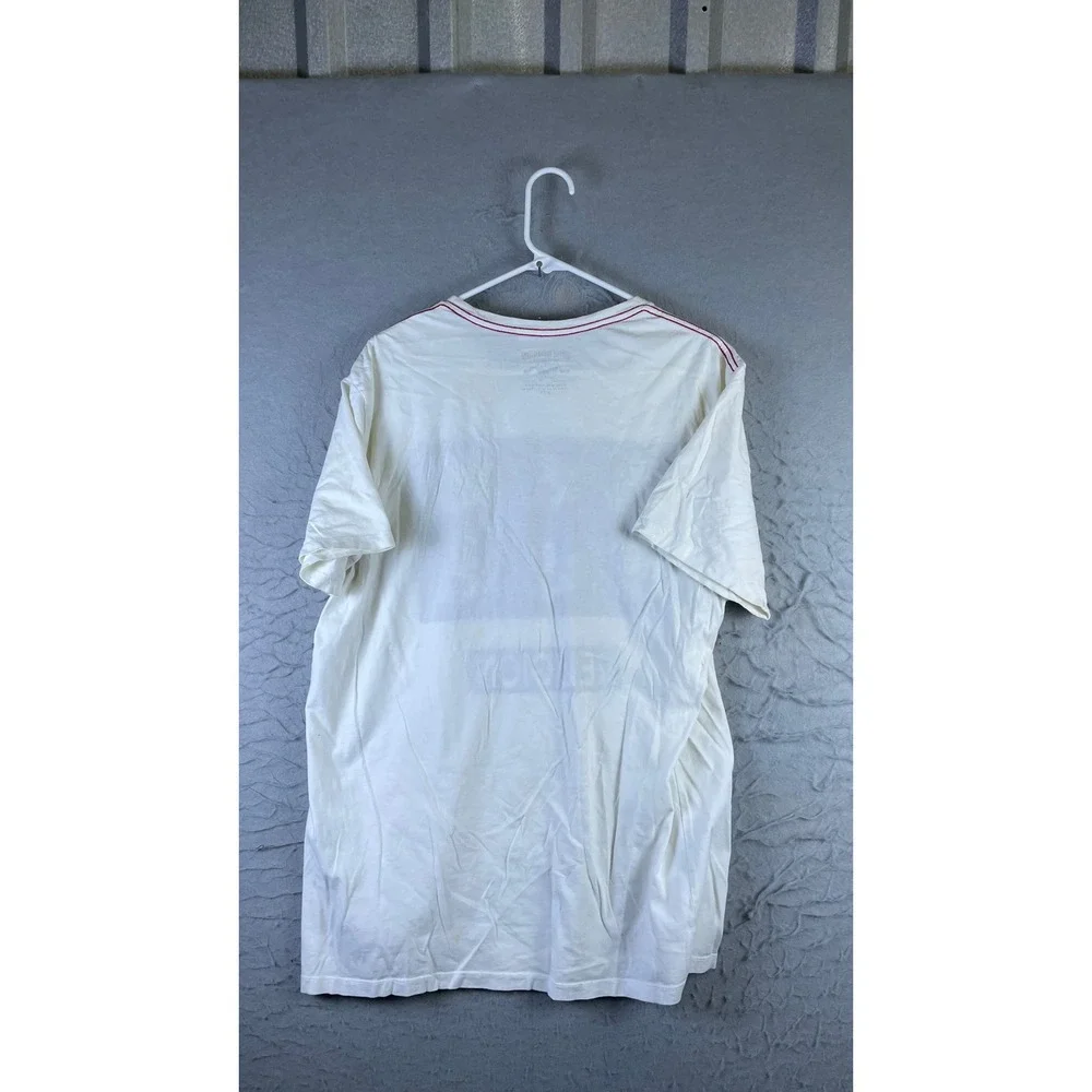 True Religion Graphic Tee Mens XL Cream Good Buddha Logo World Tour Short Sleeve